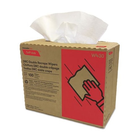 Cascades Pro Cascades, Tuff-Job Double Recrepe Wipers, 9 3/4 X 16 1/2, White, 8PK W430